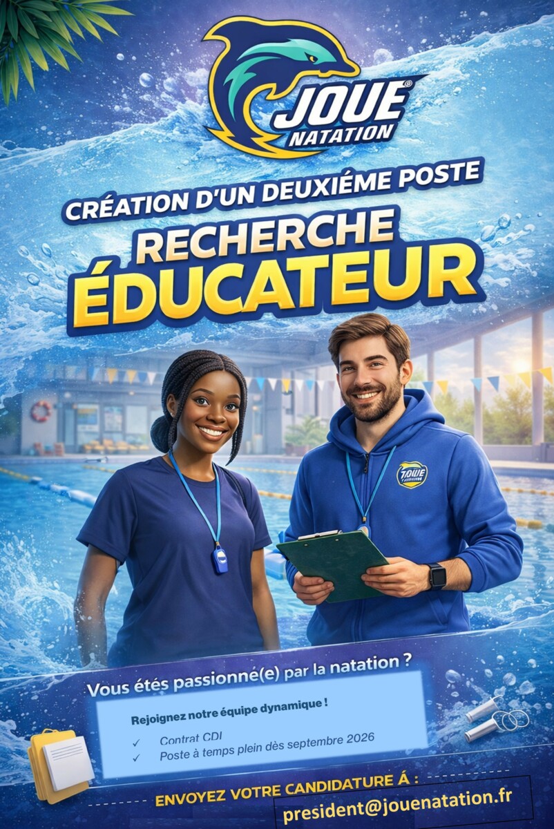 Création deuxième poste educateur JOUE NATATION
