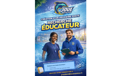 Création deuxième poste educateur JOUE NATATION